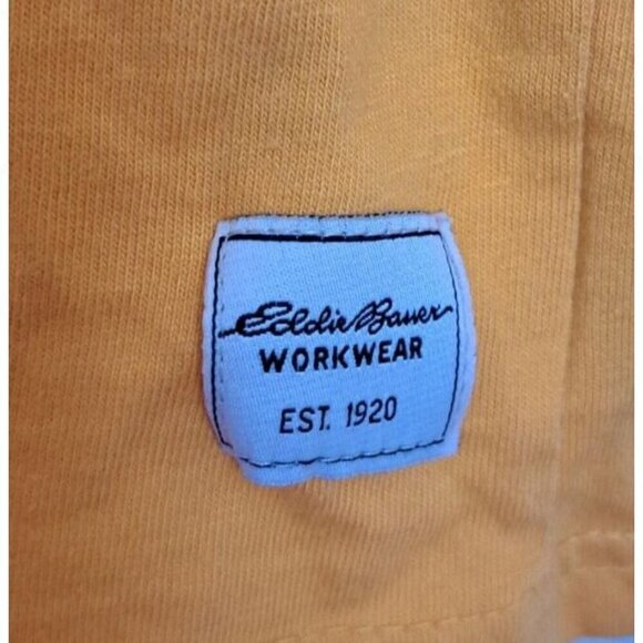 Eddie Bauer Men's XXL Workwear Yellow Long Sleeve Pocket T-Shirt Large Logo - Picture 7 of 7